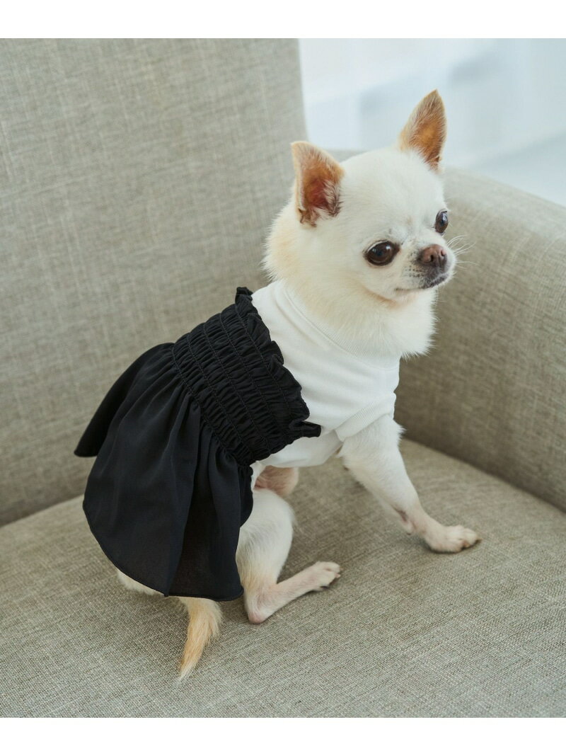 Rakuten - 【DOG】シャーリングワンピース ROPE' PICNIC PASSAGE ロペピクニック ペット用品 ペットウェア・ペット服 ブラック ホワイト[Rakuten Fashion]