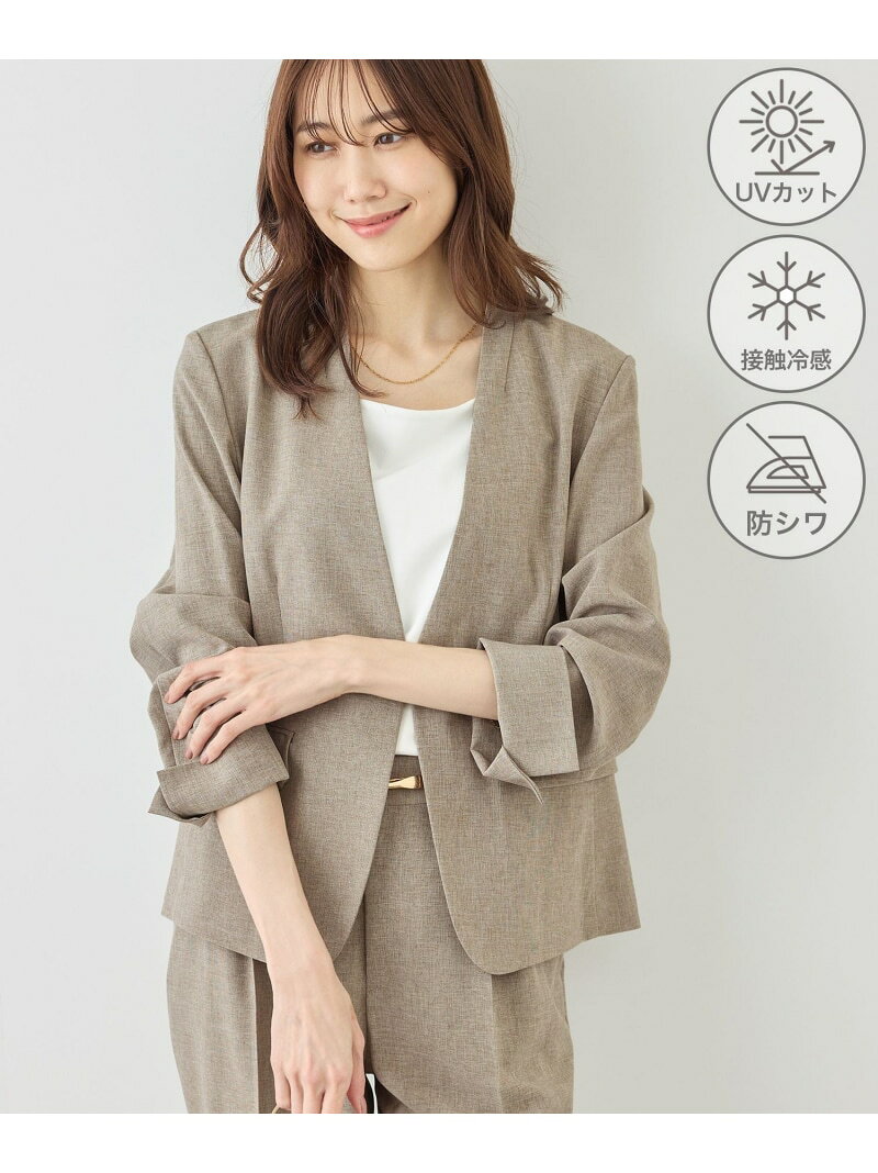 【SALE／10%OFF】リネンライクシリーズ ドライタッチノーラペルジャケット/UVカット・接触冷感・防シワ ROPE' PICNIC ロペピクニック ジャケット・アウター ノーカラージャケット ネイビー ブラウン グレー【RBA_E】【送料無料】[Rakuten Fashion] jadorejunonline-10076068 J’aDoRe JUN ONLINE サンプル画像2