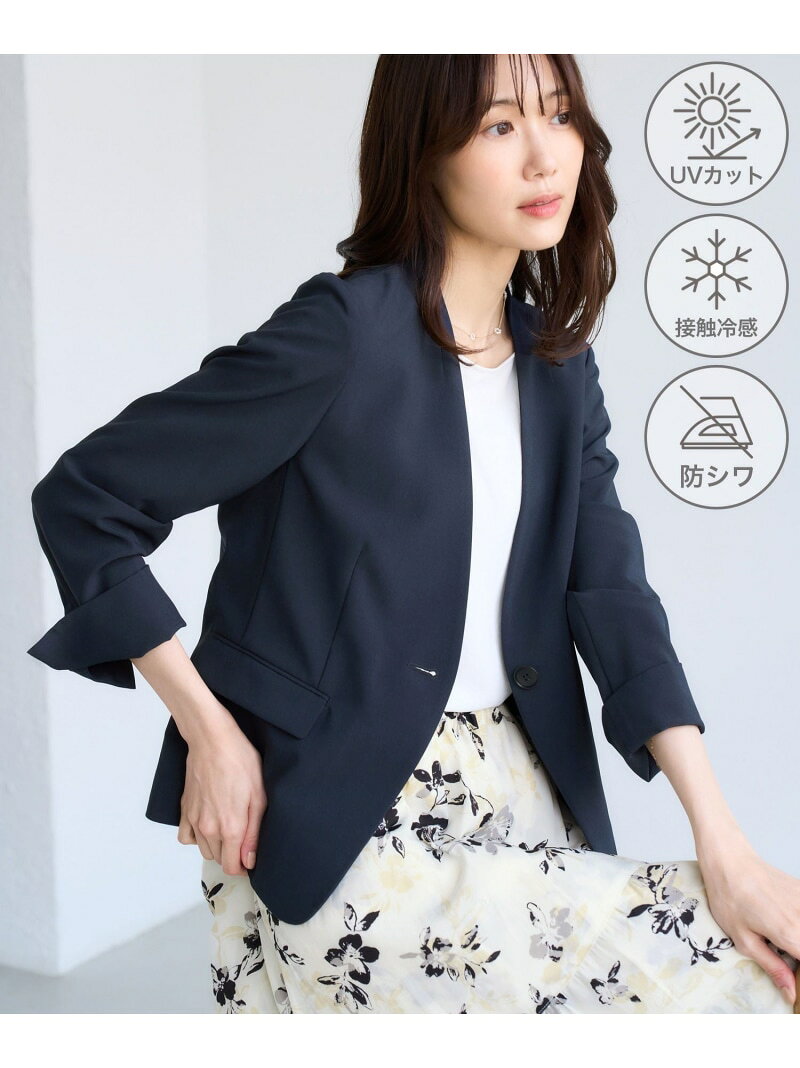 【SALE／10%OFF】リネンライクシリーズ ドライタッチノーラペルジャケット/UVカット・接触冷感・防シワ ROPE' PICNIC ロペピクニック ジャケット・アウター ノーカラージャケット ネイビー ブラウン グレー【RBA_E】【送料無料】[Rakuten Fashion] jadorejunonline-10076068 J’aDoRe JUN ONLINE サンプル画像3