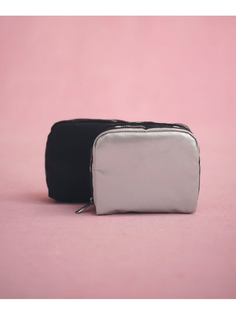 【LeSportsac for ADAM ET ROPE'】SQUARE COSMETIC (SHINE/SOLID) ADAM ET ROPE' FEMME アダムエロペ 財布・ポーチ・ケース ポーチ シルバー【先行予約】*【送料無料】[Rakuten Fashion]