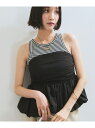 【SALE/60%OFF】コサージュ付きバルーンナイロンビスチェ VIS ビス トップス その他のトップス ブラック ベージュ【RBA_E】[Rakuten F...