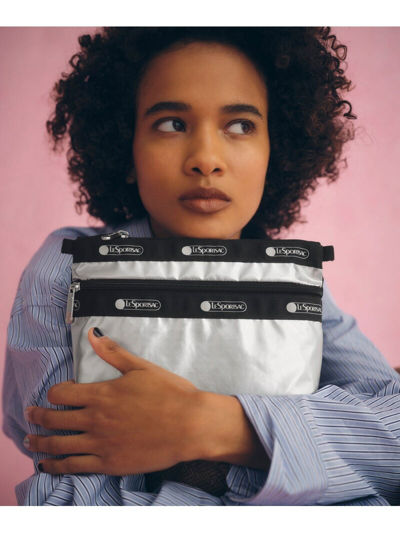 【LeSportsac for ADAM ET ROPE'】COSMETIC CLUTCH (SHINE/SOLID) ADAM ET ROPE' FEMME アダムエロペ 財布・ポーチ・ケース ポーチ シルバー【先行予約】*【送料無料】[Rakuten Fashion]