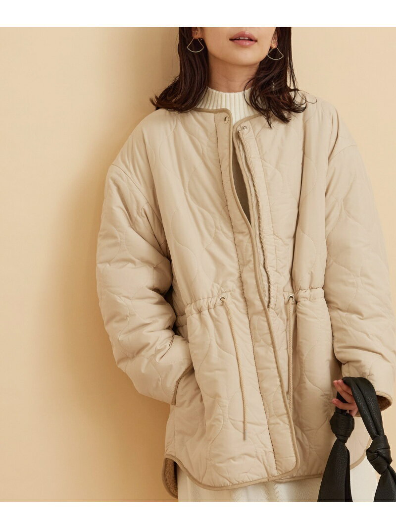 【SALE／30%OFF】【2WAY】中綿ボアキルティングショートコート SALON adam et rope' サロン アダム エ ロペ ジャケット・アウター ブルゾン・ジャンパー カーキグリーン ベージュ【RBA_E】【送料無料】[Rakuten Fashion]