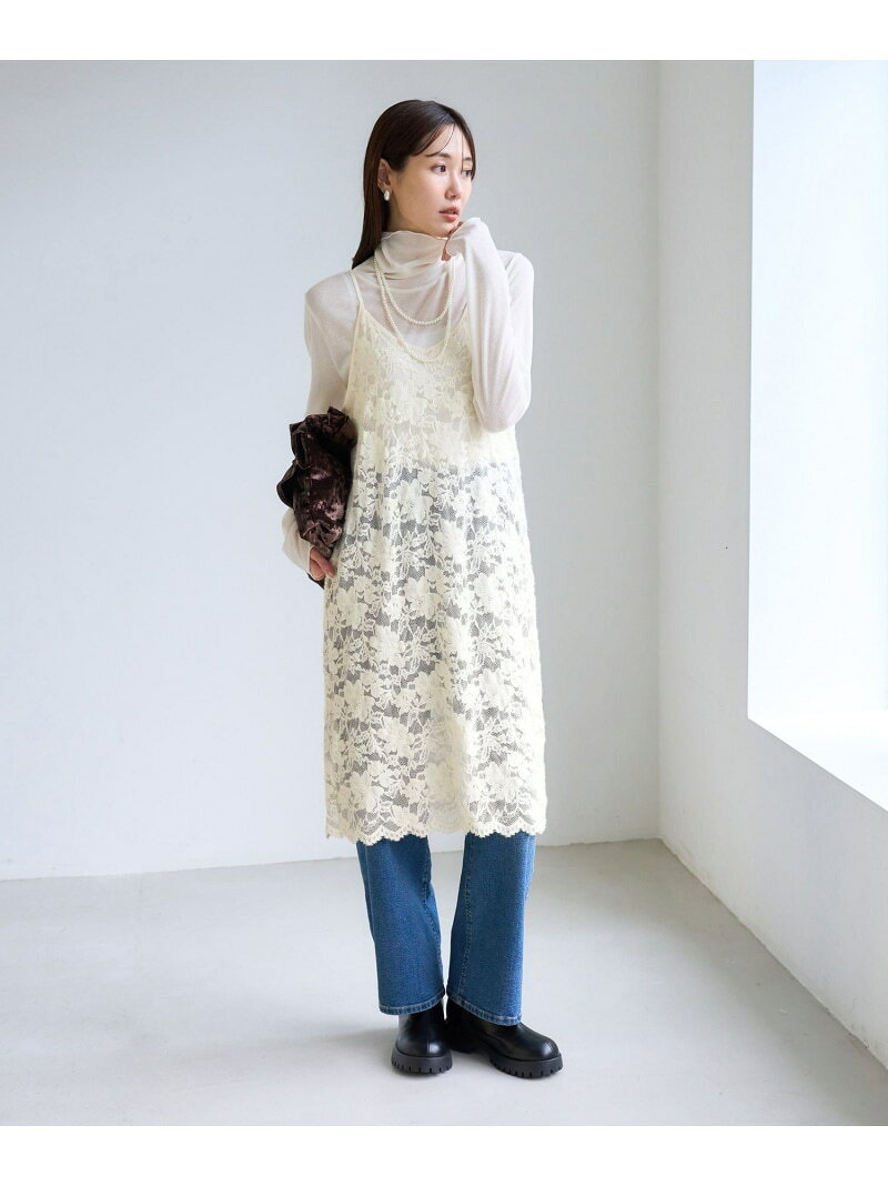 起毛レースレイヤードキャミワンピース ROPE' PICNIC ロペピクニック ワンピース・ドレス ワンピース ベージュ【先行予約】*【送料無料】[Rakuten Fashion] jadorejunonline-10079308 J’aDoRe JUN ONLINE サンプル画像3