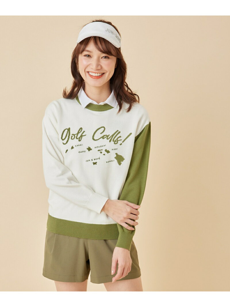 【SALE／50%OFF】Golf Callsインターシャバイカラー長袖プルオーバー JUN&ROPE' ジュンアンドロペ トップス ニット ホワイト ピンク イエロー【RBA_E】【送料無料】[Rakuten Fashion]