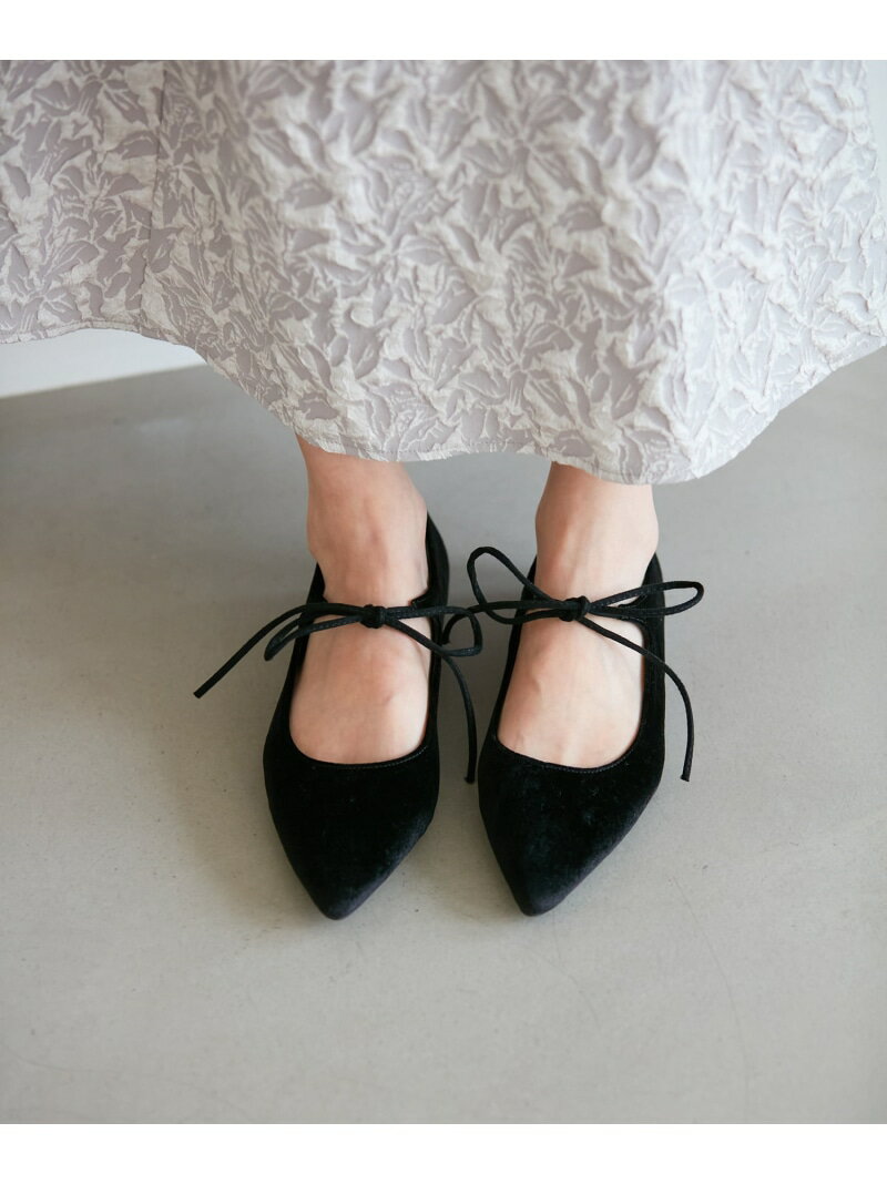 リボンフラットパンプス Juze ビス シューズ・靴 パンプス ブラック シルバー【送料無料】[Rakuten Fashion]のサムネイル