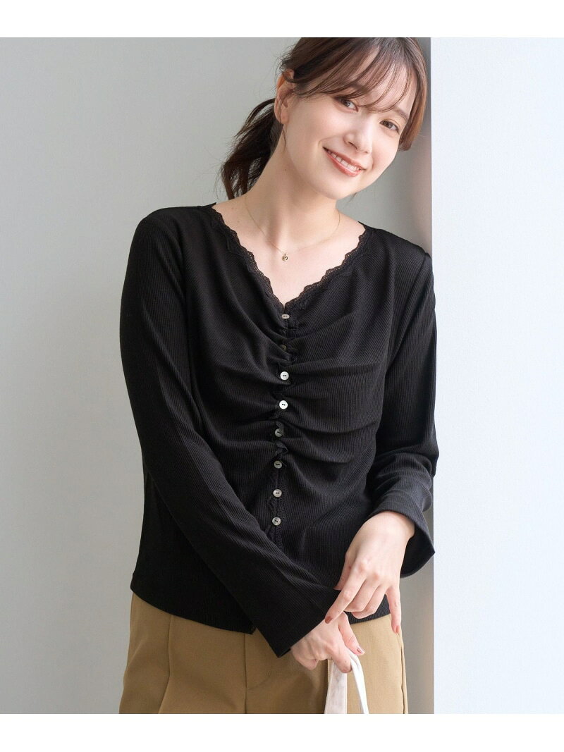 フロントギャザーVネックカットトップス ROPE' PICNIC ロペピクニック トップス カットソー・Tシャツ ホワイト ブラック ピンク【送料無料】[Rakuten Fashion] jadorejunonline-10078589 J’aDoRe JUN ONLINE サンプル画像2