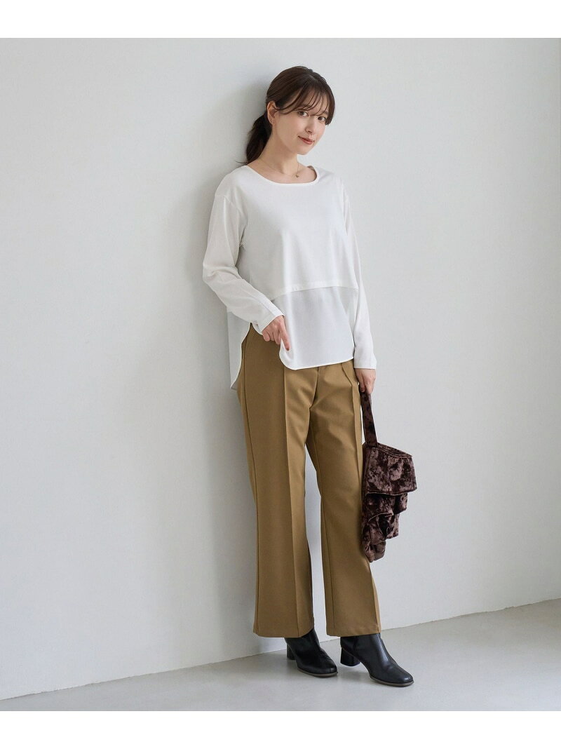 【SALE／5%OFF】裾切替ラウンドヘムロングスリーブTシャツ ROPE' PICNIC ロペピクニック トップス カットソー・Tシャツ ホワイト【RBA_E】【先行予約】*[Rakuten Fashion] jadorejunonline-10078596 J’aDoRe JUN ONLINE サンプル画像3