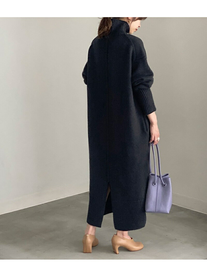 [Rakuten Fashion]タートルバックスリットニットワンピース ADAM ET ROPE' アダムエロペ ワンピース ワンピースその他 ブラック ブラウン ベージュ【先行予約】*【送料無料】