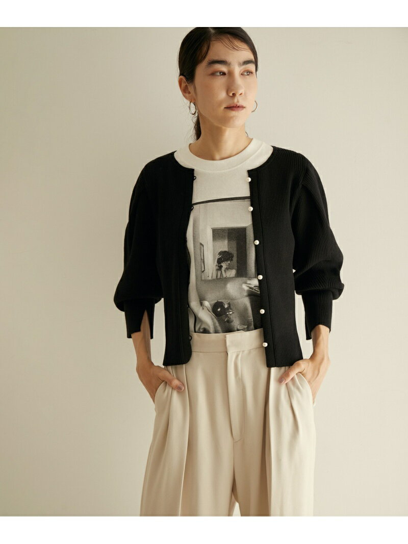 【SALE／40%OFF】【WEB限定】リブニット2WAYパールカーディガン SALON adam et rope' サロン アダム エ ロペ トップス カーディガン ブラック グリーン グレー【RBA_E】【送料無料】[Rakuten Fashion]