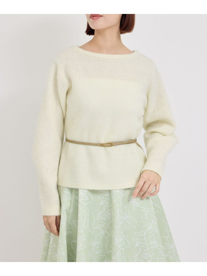 【SALE／60%OFF】カシミアウールナイロンボートネックニット ROPE' ロペ トップス ニット ブルー ホワ..