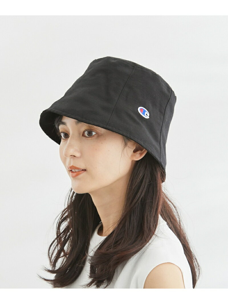 ロペピクニック 帽子 レディース 【Champion/チャンピオン別注】麻混ギャザーデザインハット ROPE' PICNIC PASSAGE ロペピクニック 帽子 ハット ブラック ホワイト[Rakuten Fashion]