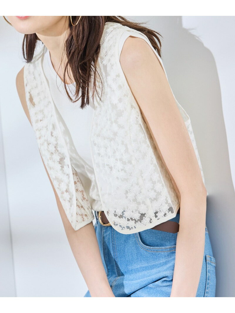 【SALE／50%OFF】フラワーレースベスト ROPE' PICNIC ロペピクニック トップス ベスト・ジレ ホワイト ブラック【RBA_E】[Rakuten Fashion] jadorejunonline-10061403 J’aDoRe JUN ONLINE サンプル画像2
