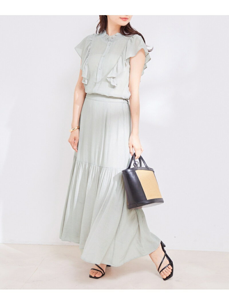 【SALE／70%OFF】【WEB限定】【SET】楊柳フリルノースリブラウス&ティアードスカートセット vis-a-vis ビス ワンピース・ドレス ワンピース グレー イエロー ベージュ【RBA_E】[Rakuten Fashion]