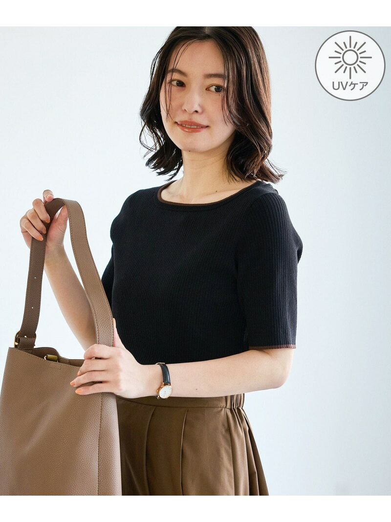 【SALE／30%OFF】シャーベットニット リブハーフスリーブニット/UVケア ROPE' PICNIC ロペピクニック トップス ニット ホワイト グリーン ブラック ブルー【RBA_E】[Rakuten Fashion] jadorejunonline-10075948 J’aDoRe JUN ONLINE サンプル画像2