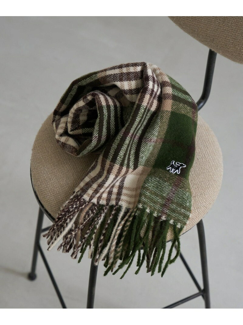 【SALE／5%OFF】PICNIC DOGシリーズ 刺繍ワッペン チェック柄ストール・マフラー ROPE' PICNIC PASSAGE ロペピクニック ファッション雑貨 マフラー・ストール・ネックウォーマー レッド ベージュ カーキグリーン【RBA_E】【先行予約】*[Rakuten Fashion] jadorejunonline-10078467 J’aDoRe JUN ONLINE サンプル画像3