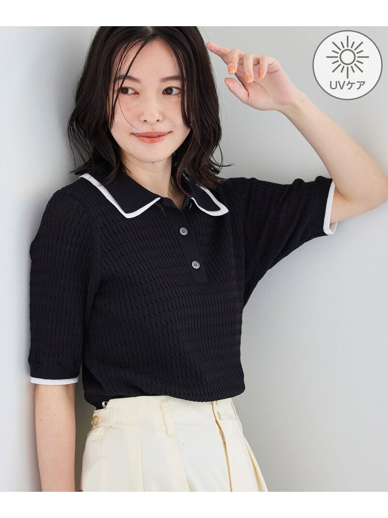 【SALE／50%OFF】【ちゃんと+かわいい保証】シャーベットニットミニケーブルポロカラーニット/UVケア ROPE' PICNIC ロペピクニック トップス ニット ブラック グリーン ブルー【RBA_E】[Rakuten Fashion] jadorejunonline-10075954 J’aDoRe JUN ONLINE サンプル画像2