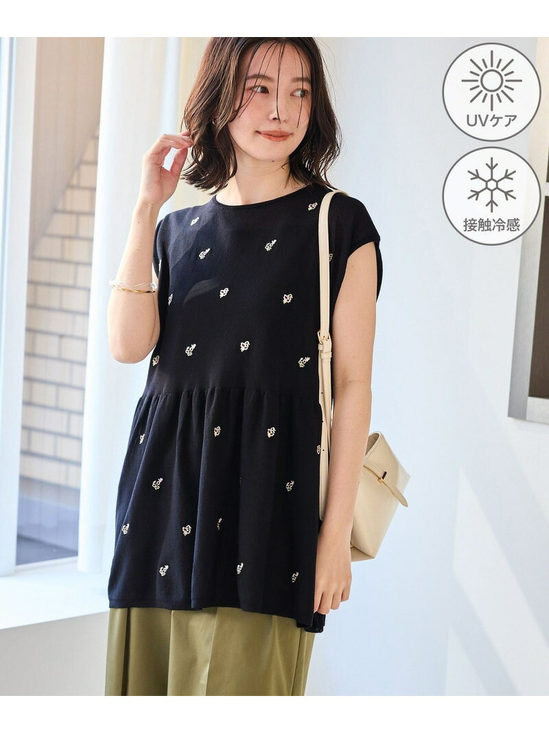 【SALE／40%OFF】【ちゃんと+かわいい保証】シャーベットニット 刺繍シアーペプラムニット/UVケア・接触冷感 ROPE' PICNIC ロペピクニック トップス ニット ブラック ブルー【RBA_E】[Rakuten Fashion] jadorejunonline-10075956 J’aDoRe JUN ONLINE サンプル画像2