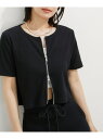 【SALE/60%OFF】【セットアップ対応】リブ半袖ZIPカーディガン【洗える】 VIS ビス トップス カーディガン ブラック ブラウン グリーン【RBA_...