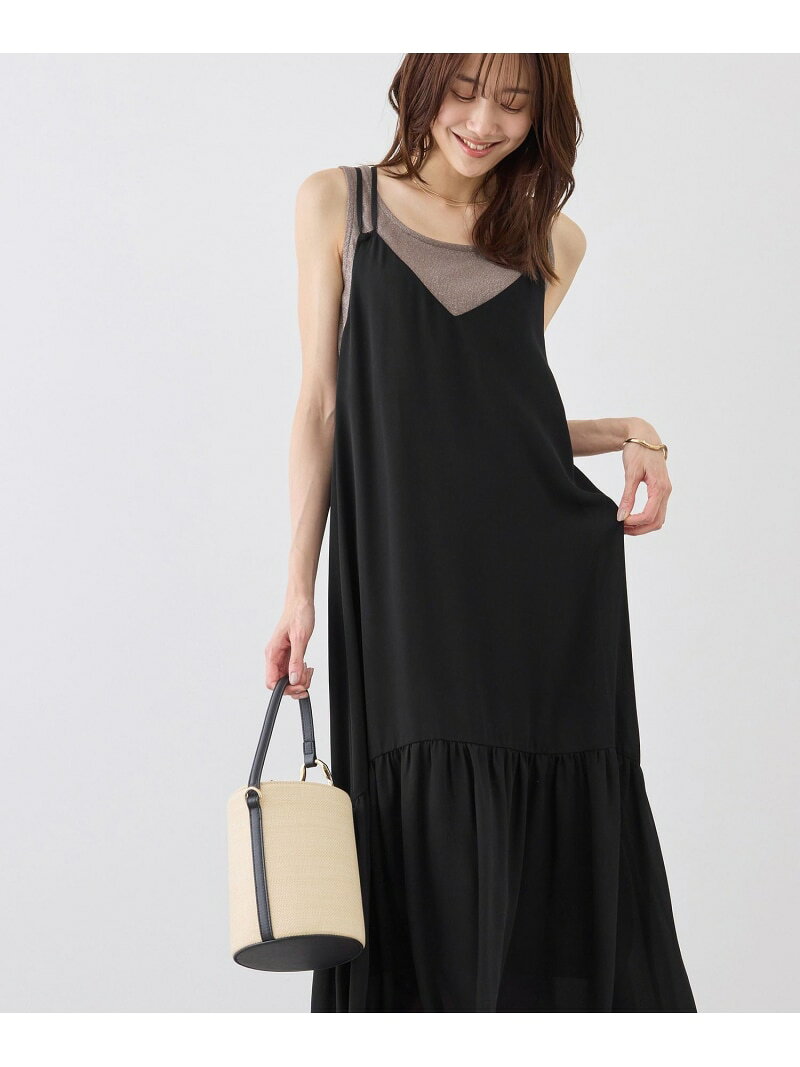 【SALE／20%OFF】花柄ティアードダブルストラップキャミワンピース ROPE' PICNIC ロペピクニック ワンピース・ドレス ワンピース ブラック ブラウン【RBA_E】【送料無料】[Rakuten Fashion] jadorejunonline-10075346 J’aDoRe JUN ONLINE サンプル画像2