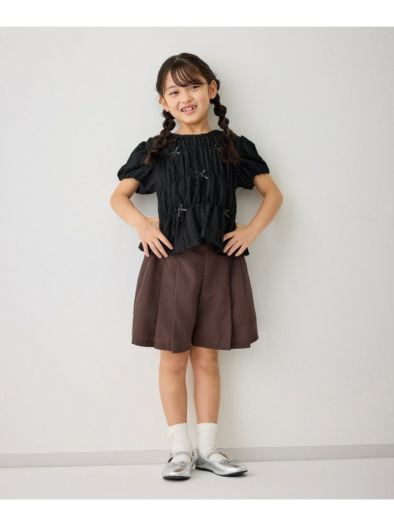 【SALE／45%OFF】【KIDS/キッズ】ペプラムリボンストップス ROPE' PICNIC KIDS ロペピクニック トップス カットソー・Tシャツ ブラック ベージュ【RBA_E】[Rakuten Fashion] jadorejunonline-10075914 J’aDoRe JUN ONLINE サンプル画像3