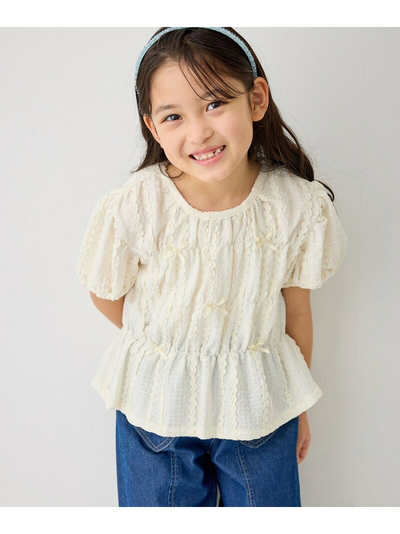 【SALE／45%OFF】【KIDS/キッズ】ペプラムリボンストップス ROPE' PICNIC KIDS ロペピクニック トップス カットソー・Tシャツ ブラック ベージュ【RBA_E】[Rakuten Fashion] jadorejunonline-10075914 J’aDoRe JUN ONLINE パッケージ画像