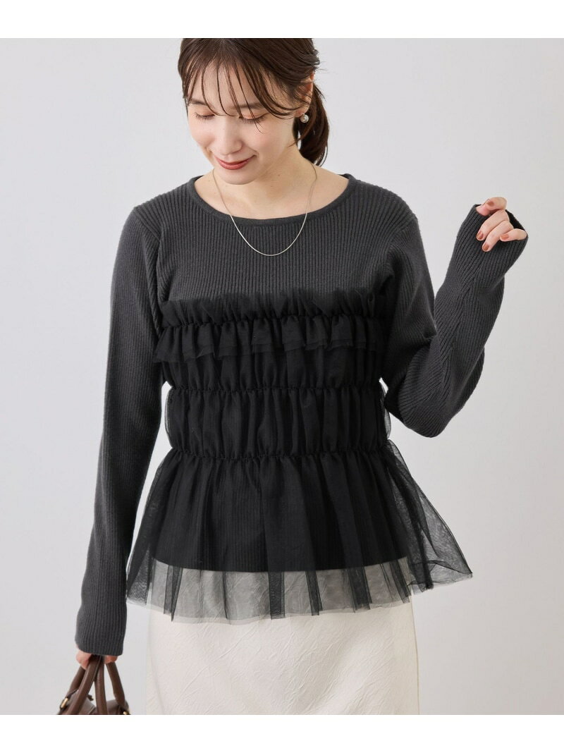 【SALE／5%OFF】チュールドッキングニットプルオーバー ROPE' PICNIC ロペピクニック トップス ニット ブラック ブルー ベージュ グレー【RBA_E】【先行予約】*【送料無料】[Rakuten Fashion] jadorejunonline-10079037 J’aDoRe JUN ONLINE サンプル画像2