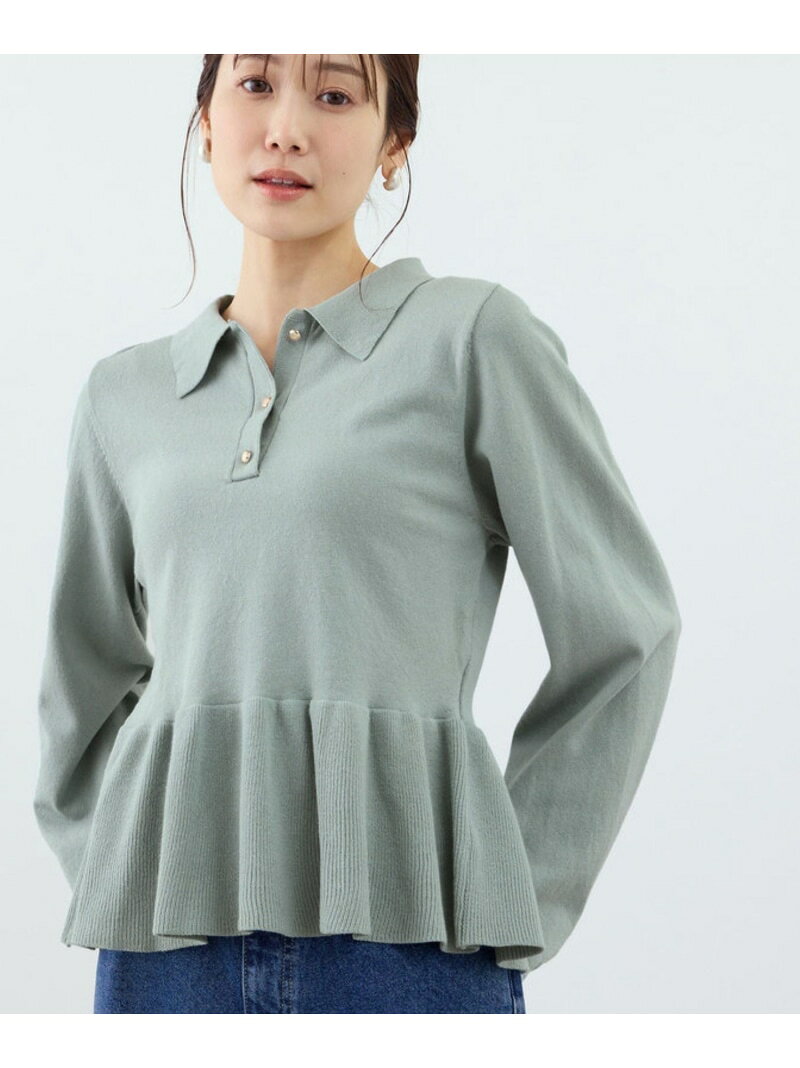 【SALE／40%OFF】ペプラムポロカラーニット ROPE' PICNIC ロペピクニック トップス ニット ネイビー ホワイト グレー グリーン【RBA_E】[Rakuten Fashion] jadorejunonline-10074767 J’aDoRe JUN ONLINE サンプル画像3