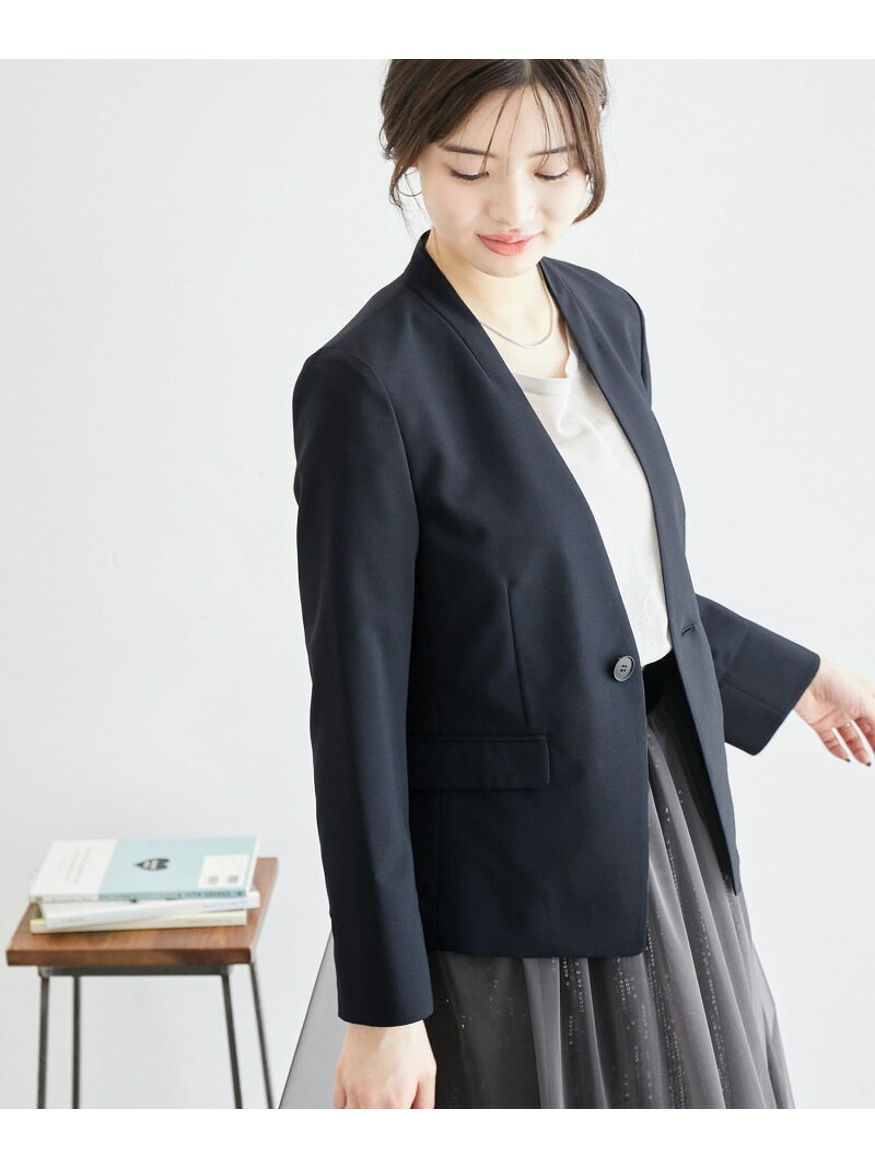 【SALE／55%OFF】リネンライクノーラペルジャケット/セットアップ対応・UVケア ROPE' PICNIC ロペピクニック ジャケット・アウター ノーカラージャケット ブラウン グレー ネイビー【RBA_E】[Rakuten Fashion] jadorejunonline-10057694 J’aDoRe JUN ONLINE サンプル画像3