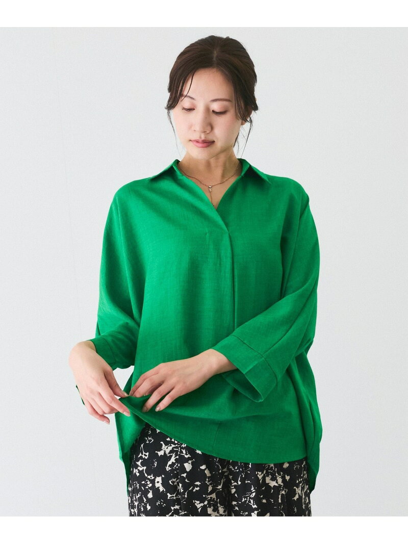 Rakuten - 【SALE／20%OFF】麻ライクスキッパーブラウス JAYRO ジャイロ トップス シャツ・ブラウス イエロー ピンク ネイビー グリーン【RBA_E】【送料無料】[Rakuten Fashion]