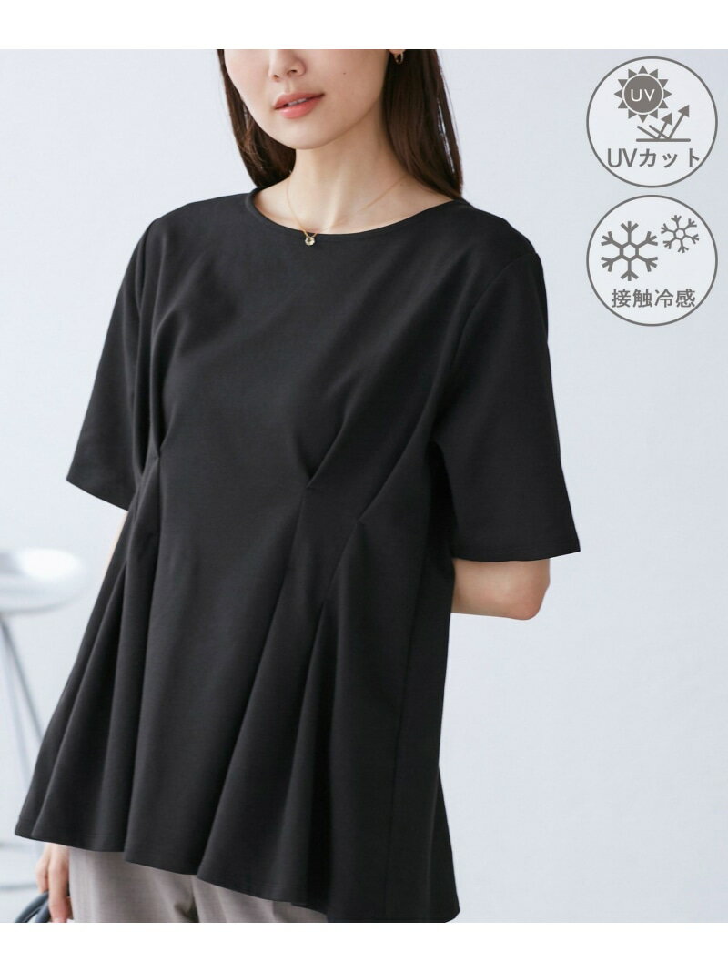 (接触冷感*UVカット)ウエストタックペプラムトップス ROPE' PICNIC ロペピクニック トップス カットソー・Tシャツ ホワイト ブルー ブラック【送料無料】[Rakuten Fashion](4)