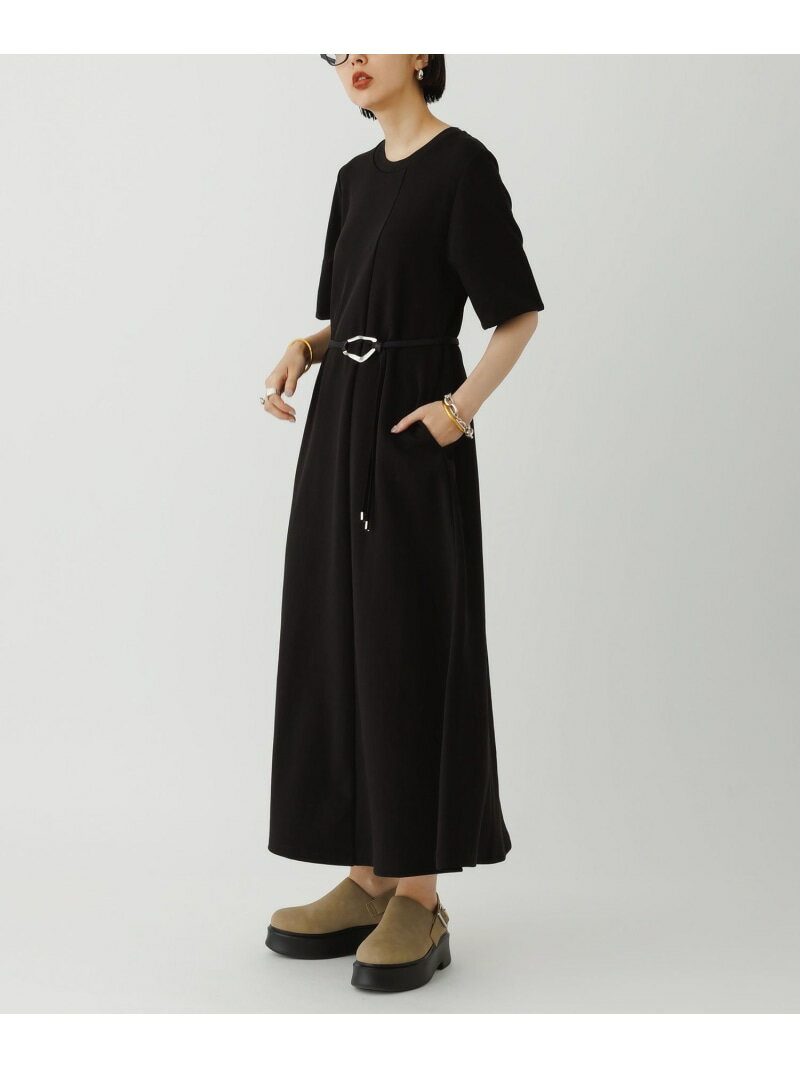 【SALE／60%OFF】【サステナブル】ベルトコンビアシメワンピース ADAM ET ROPE' FEMME アダムエロペ ワンピース・ドレス ワンピース ブラウン ブラック【RBA_E】【送料無料】[Rakuten Fashion]