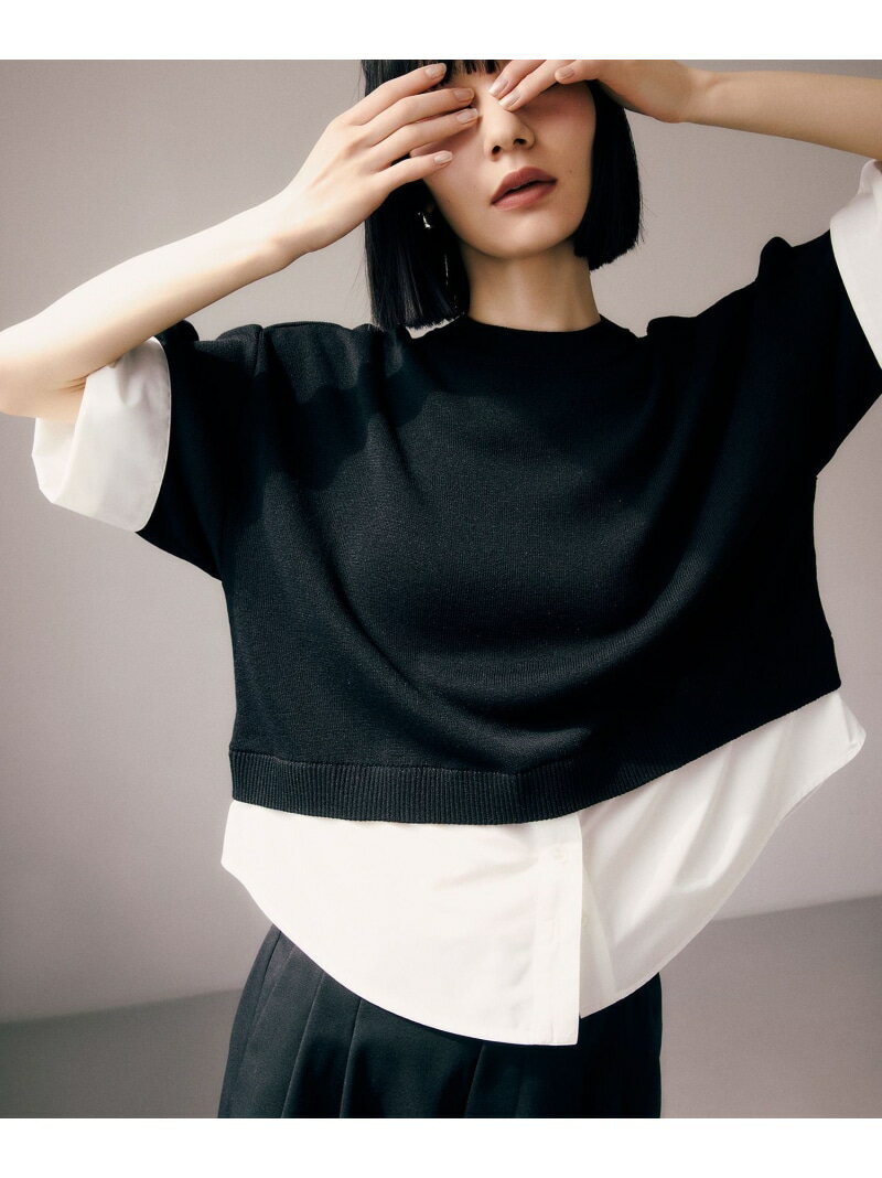 【SALE／10%OFF】【WEB限定】シャツコンビニットプルオーバー ADAM ET ROPE' FEMME アダムエロペ トップス シャツ・ブラウス グレー ブラック【RBA_E】【送料無料】[Rakuten Fashion]