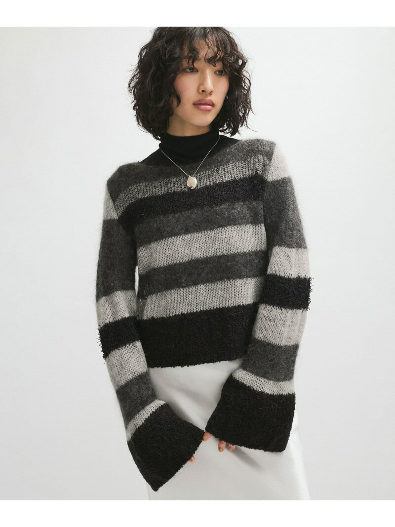 Rakuten - 【SALE／60%OFF】ミックスヤーンボーダーニットプルオーバー ADAM ET ROPE' FEMME アダムエロペ トップス ニット グレー ホワイト【RBA_E】【送料無料】[Rakuten Fashion]