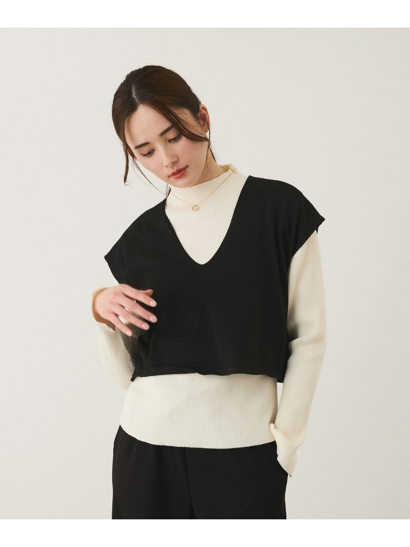 樂天商城 - 【SALE／30%OFF】天竺ベスト*リブアンサンブルニット JAYRO ジャイロ トップス ニット ブラック グレー ブルー【RBA_E】【送料無料】[Rakuten Fashion]