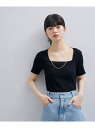 【SALE／50%OFF】リブニットTEE ADAM ET ROPE' FEMME アダムエロペ トップス カットソー・Tシャツ ブラック ホワイト【RBA_E】【送料無料】[Rakuten Fashion]