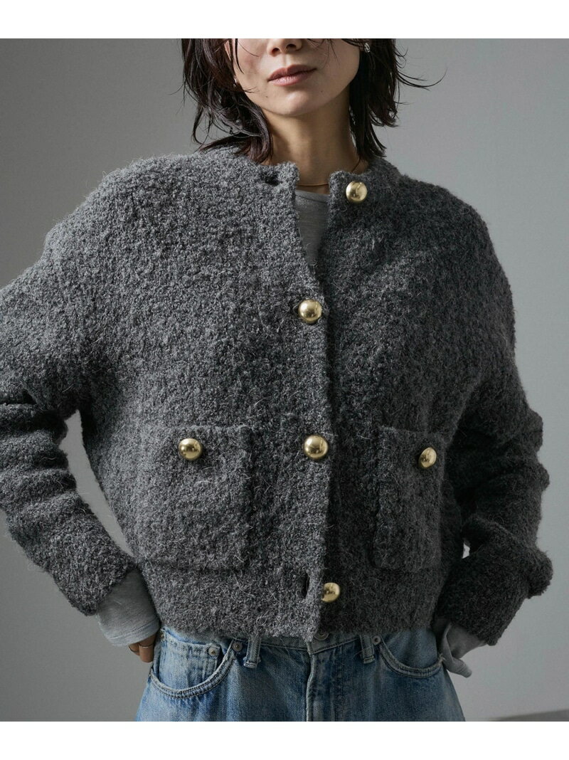 【SALE／30%OFF】【WEB限定】メタルボタンループニットカーディガン SALON adam et rope' サロン アダム エ ロペ トップス カーディガン ブルー ホワイト ネイビー グレー【RBA_E】【送料無料】[Rakuten Fashion]