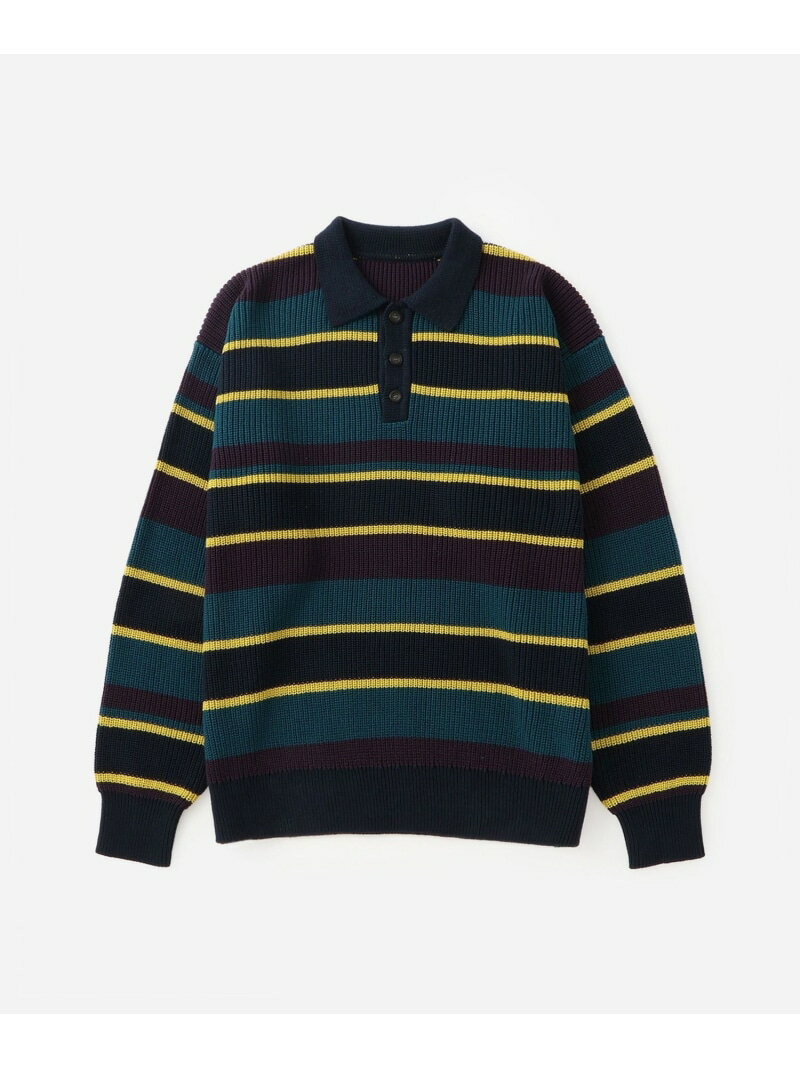 Beauchamp Multi Stripe Polo Sweater Saturdays NYC サタデーズ　ニューヨークシティ トップス ニット グリーン ネイビー【送料無料】[Rakuten Fashion]のサムネイル