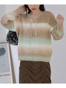 【SALE/50%OFF】【前後2WAY】レースアップグラデーションニット VIS ビス トップス ニット パープル グリーン ピンク【RBA_E】[Rakut...