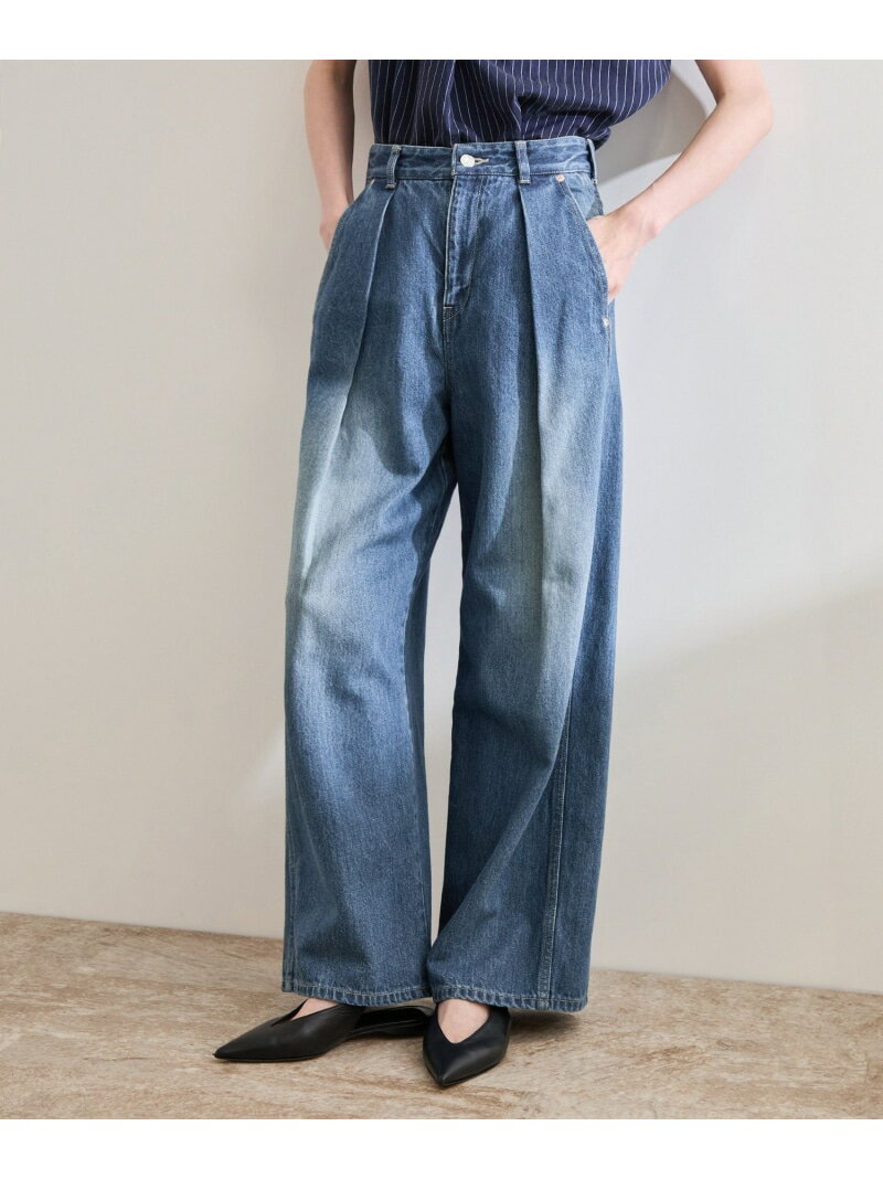 Rakuten - 【SALE／30%OFF】【洗える】ワンタック ワイドデニムパンツ ROPE' ロペ パンツ ジーンズ・デニムパンツ ブラック ブルー【RBA_E】【送料無料】[Rakuten Fashion]