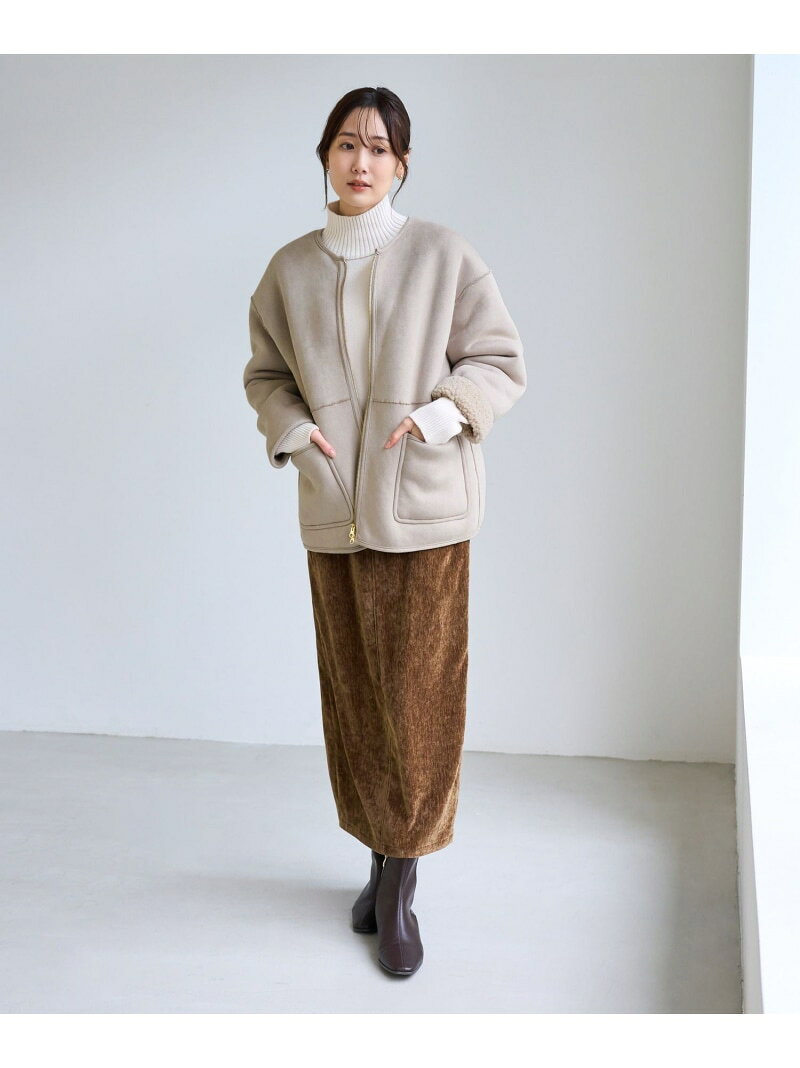 ムートンライクジップアップブルゾン ROPE' PICNIC ロペピクニック ジャケット・アウター ブルゾン・ジャンパー グレー ベージュ【先行予約】*【送料無料】[Rakuten Fashion] jadorejunonline-10079043 J’aDoRe JUN ONLINE サンプル画像3