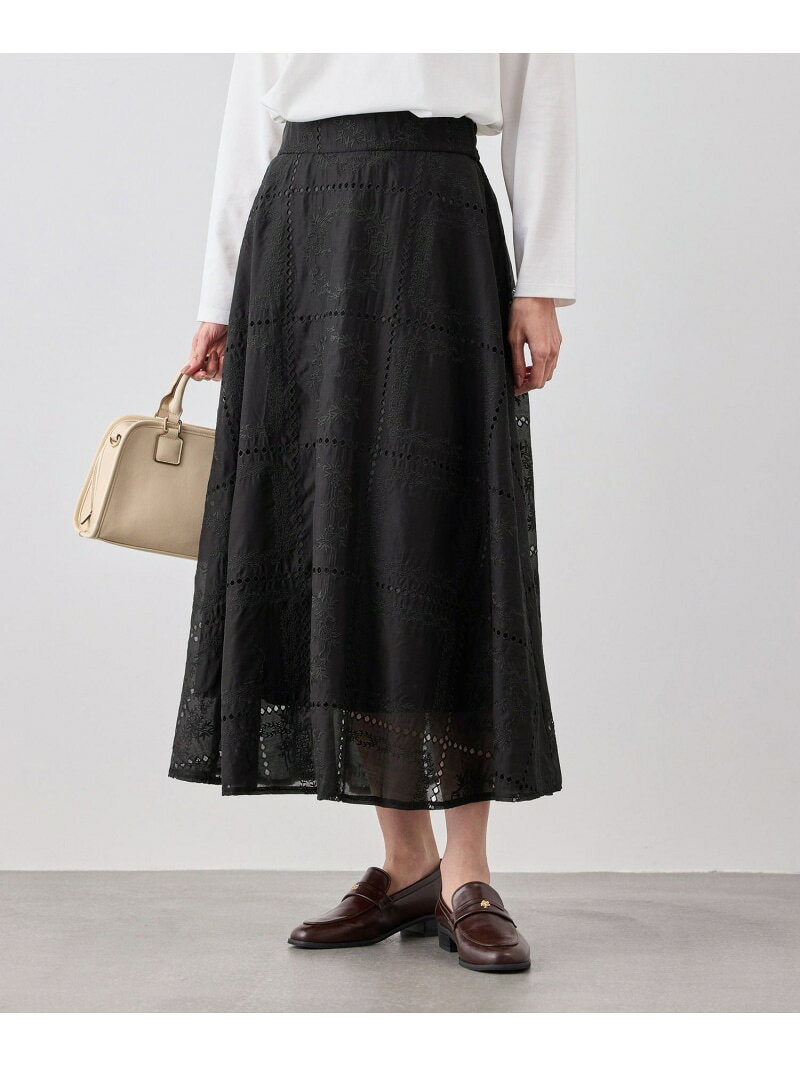 【SALE／50%OFF】刺繍レースフレアスカート ROPE' PICNIC ロペピクニック スカート その他のスカート ブラック ホワイト【RBA_E】[Rakuten Fashion] jadorejunonline-10074820 J’aDoRe JUN ONLINE サンプル画像2
