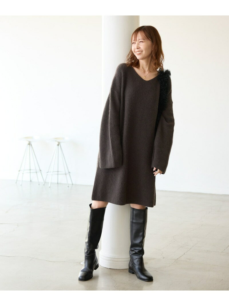 【SALE／50%OFF】FOX混ニットミニワンピース ROPE' PICNIC ロペピクニック ワンピース・ドレス ワンピース グレー【RBA_E】【送料無料】[Rakuten Fashion] jadorejunonline-10060998 J’aDoRe JUN ONLINE サンプル画像3