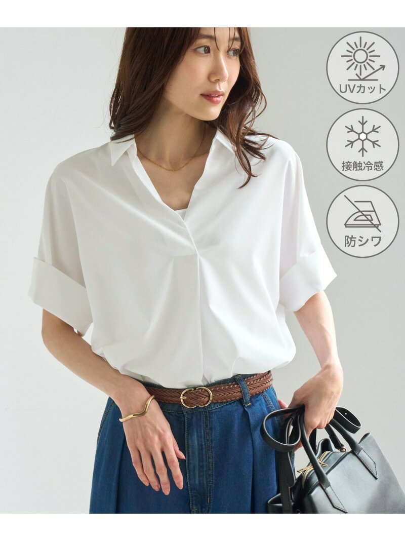 【SALE／11%OFF】スキッパーシャツブラウス/UVカット・接触冷感・防シワ ROPE' PICNIC ロペピクニック トップス シャツ・ブラウス ホワイト ブルー グレー【RBA_E】【送料無料】[Rakuten Fashion] jadorejunonline-10076375 J’aDoRe JUN ONLINE サンプル画像3