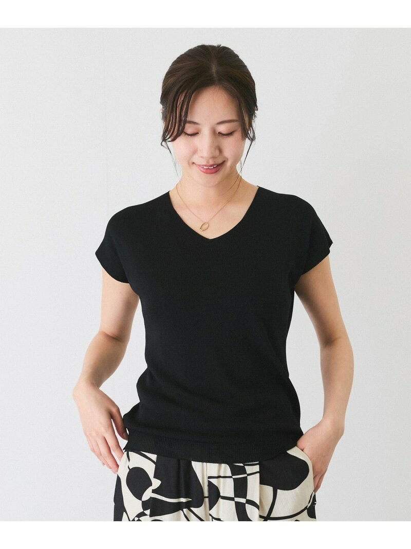 Rakuten - 【SALE／30%OFF】Vネックフレンチ袖ニット JAYRO ジャイロ トップス ニット ブルー グリーン ベージュ グレー ブラック オレンジ レッド【RBA_E】[Rakuten Fashion]