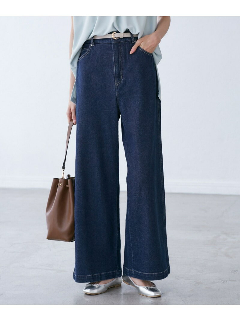 【SALE／30%OFF】【ウエスト革命デニム】ウエストシェイプデニムワイドパンツ ROPE' PICNIC ロペピクニック パンツ ジーンズ・デニムパンツ ネイビー ブルー【RBA_E】【送料無料】[Rakuten Fashion]のサムネイル
