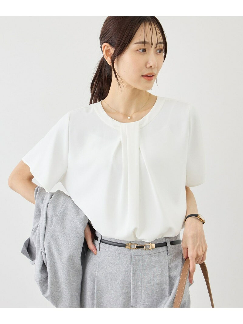 フロントタックタイハーフスリーブブラウス ROPE' PICNIC ロペピクニック トップス シャツ・ブラウス ネイビー ホワイト ベージュ ブルー【送料無料】[Rakuten Fashion] jadorejunonline-10076788 J’aDoRe JUN ONLINE サンプル画像2