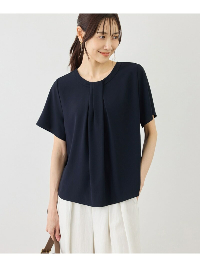 フロントタックタイハーフスリーブブラウス ROPE' PICNIC ロペピクニック トップス シャツ・ブラウス ネイビー ホワイト ベージュ ブルー【送料無料】[Rakuten Fashion] jadorejunonline-10076788 J’aDoRe JUN ONLINE サンプル画像3
