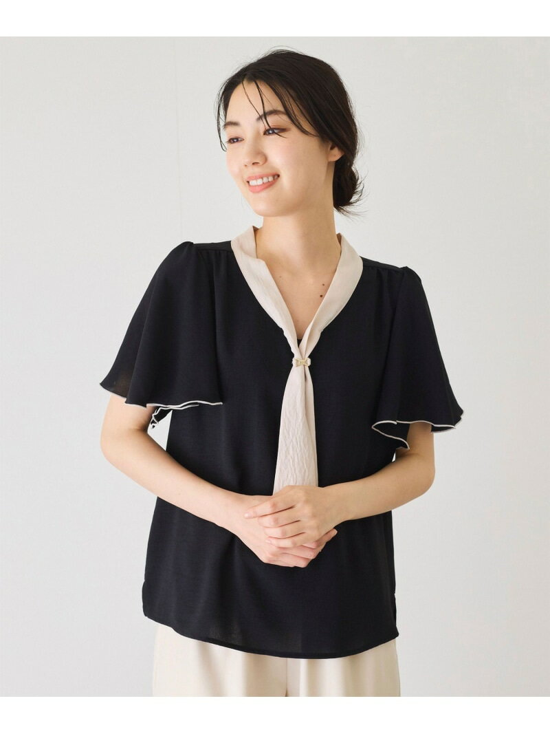 【SALE／20%OFF】配色ボウタイブラウス JAYRO ジャイロ トップス シャツ・ブラウス ホワイト ブラック ブルー【RBA_E】【送料無料】[Rakuten Fashion]