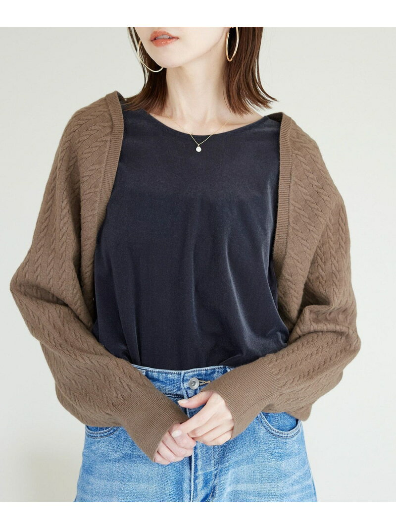 【SALE／50%OFF】ケーブル編みニットアームボレロ ROPE' PICNIC PASSAGE ロペピクニック トップス カーディガン ブラウン グレー ネイビー【RBA_E】[Rakuten Fashion] jadorejunonline-10061034 J’aDoRe JUN ONLINE サンプル画像3